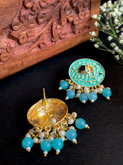 Meenakari Elephant Print Stud Earring
