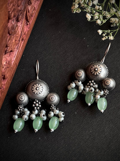 Monalisa Stone Oxidized Stud Earring