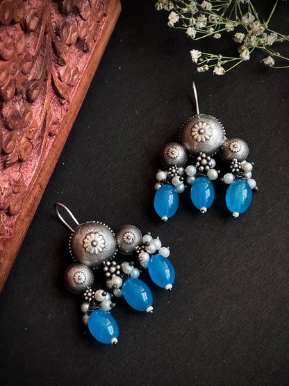 Monalisa Stone Oxidized Stud Earring