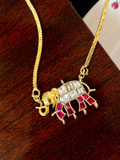 Stone Pendant Elephant Chain Necklace