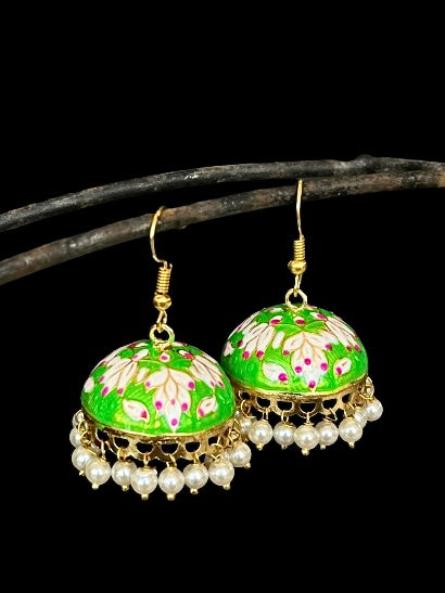 Meenakari Dome Shape Jhumka Earring