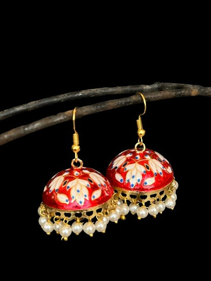 Meenakari Dome Shape Jhumka Earring