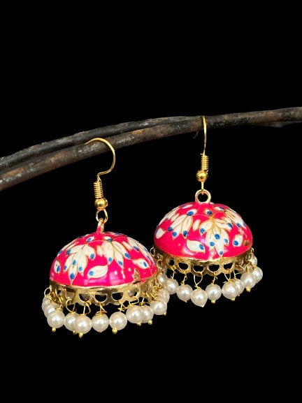 Meenakari Dome Shape Jhumka Earring