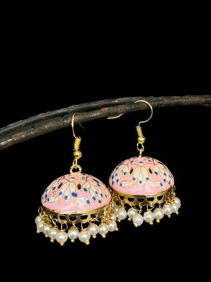 Meenakari Dome Shape Jhumka Earring