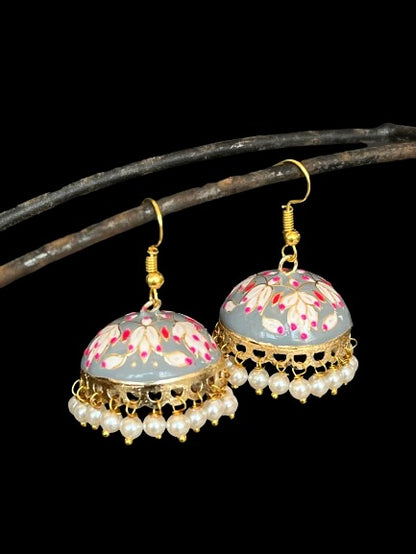 Meenakari Dome Shape Jhumka Earring