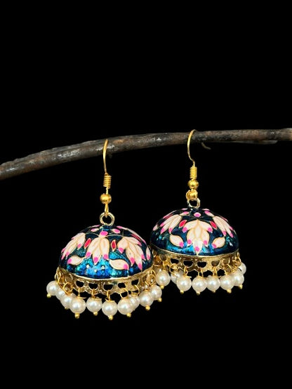 Meenakari Dome Shape Jhumka Earring