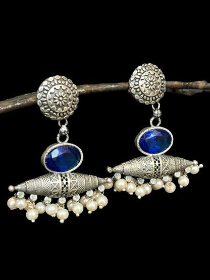 Monalisa Stone Black Polish Antique Look Earring