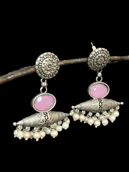 Monalisa Stone Black Polish Antique Look Earring