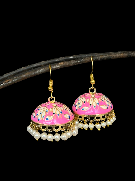 Meenakari Dome Shape Jhumka Earring