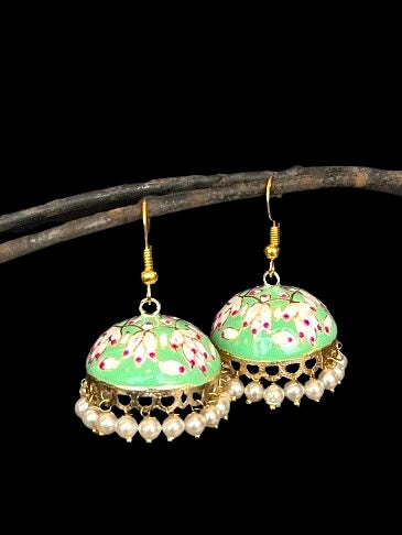 Meenakari Dome Shape Jhumka Earring