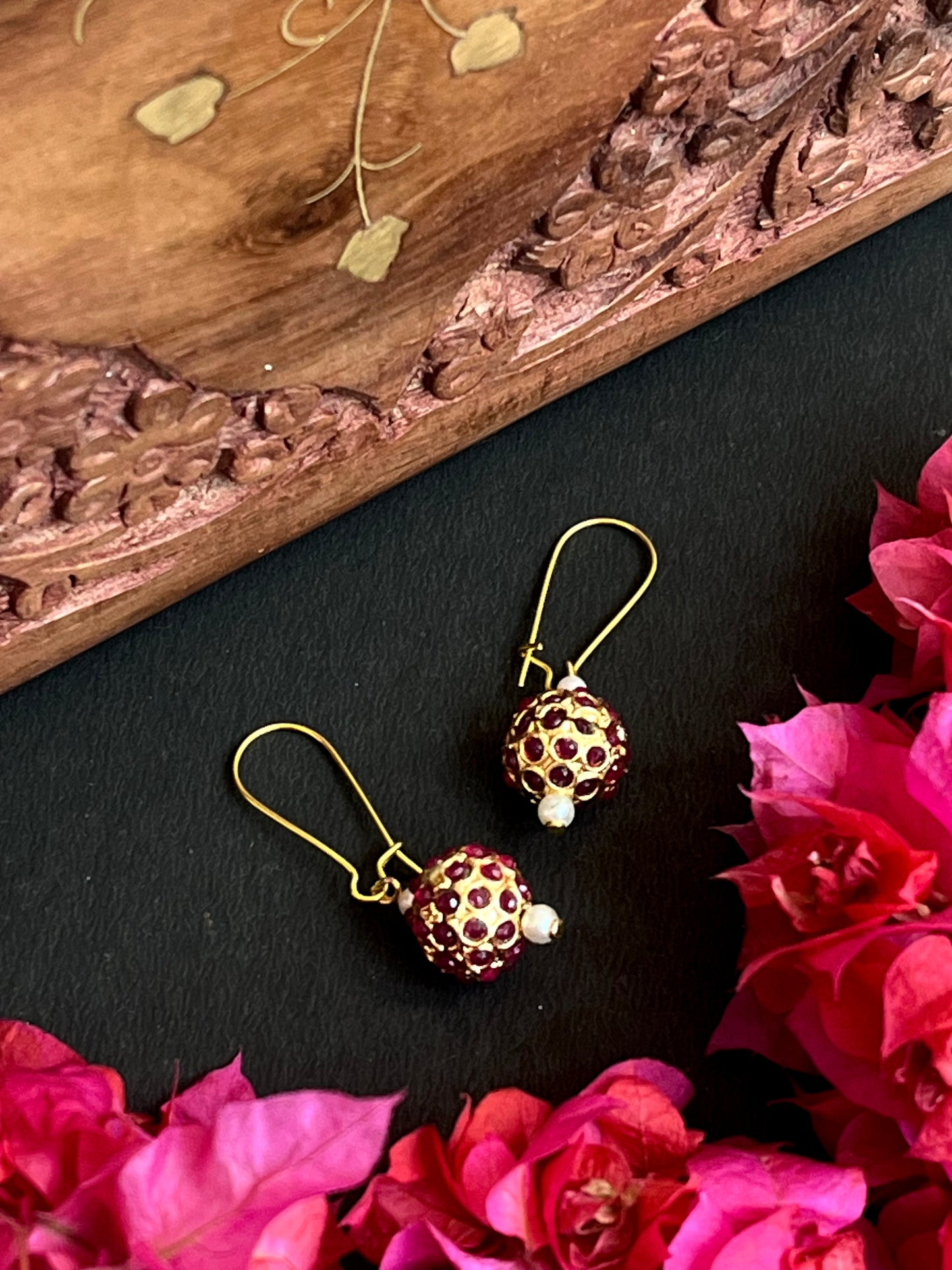 Golden Ball with Stone Jhumki Earring