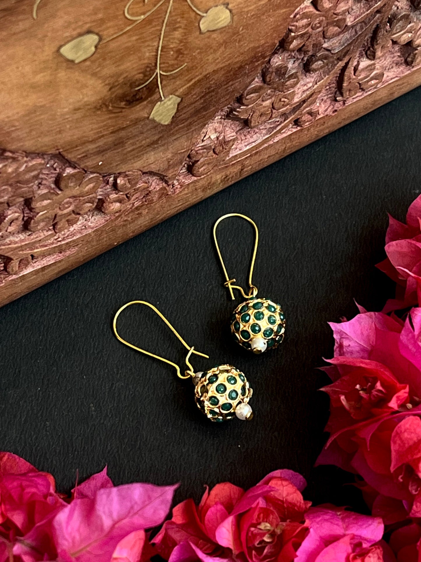 Golden Ball with Stone Jhumki Earring