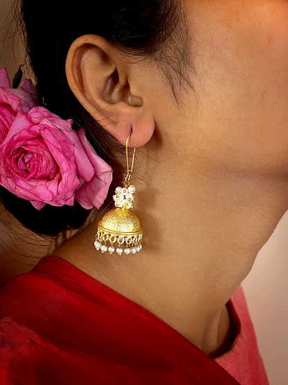 Golden Jhumki with Cheer Earring