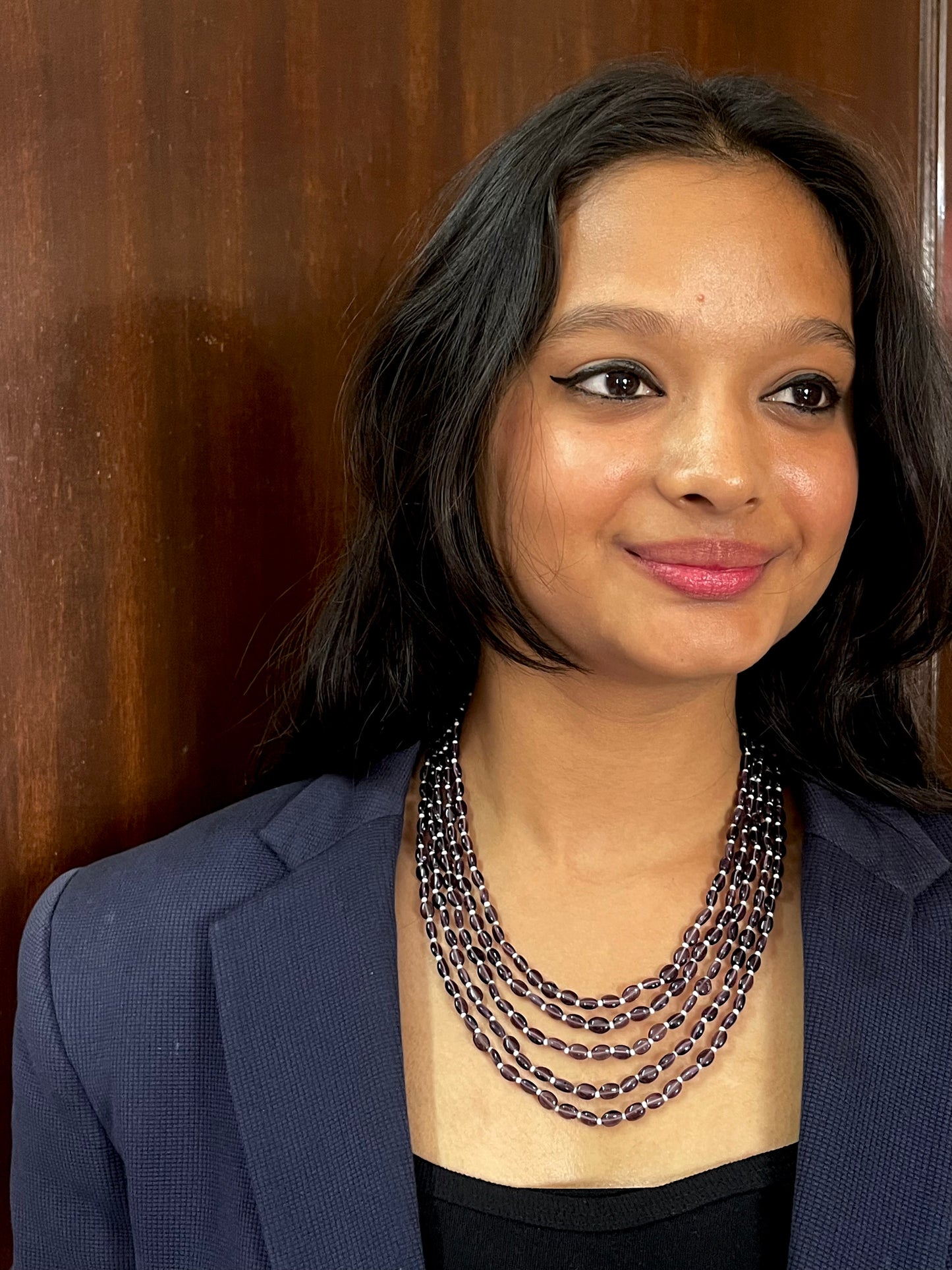 Glass Beads Five Layered Partywear Mala Necklace