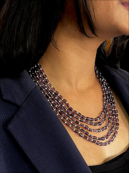 Glass Beads Five Layered Partywear Mala Necklace
