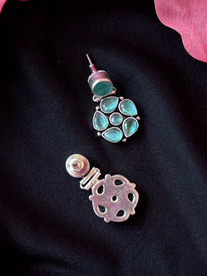 Monalisa Stone Floral Silver Replica Earring