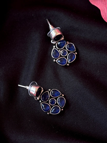 Monalisa Stone Floral Silver Replica Earring