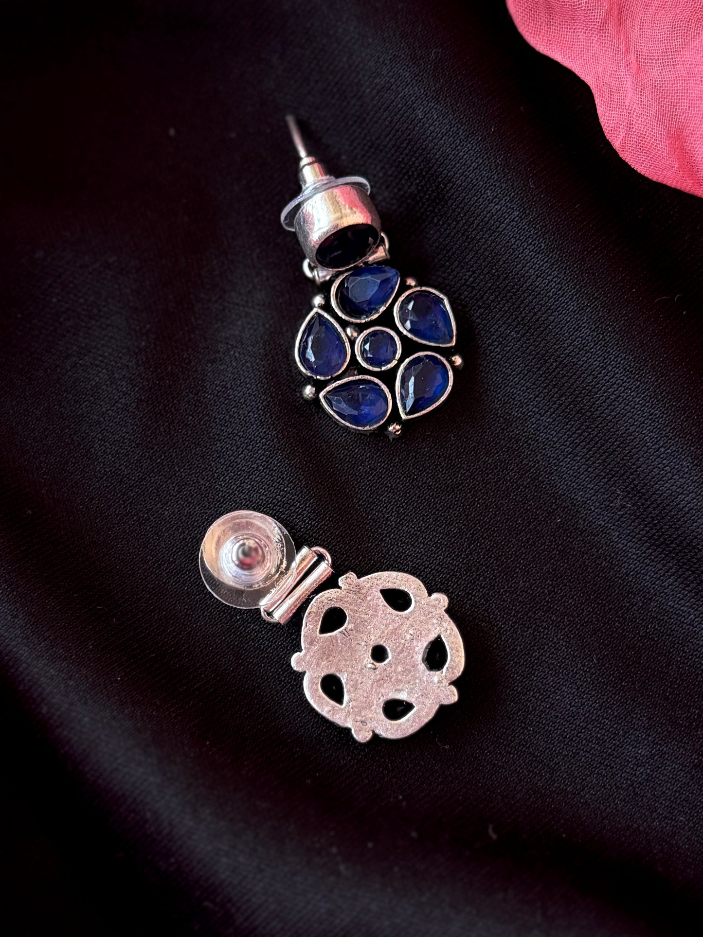 Monalisa Stone Floral Silver Replica Earring