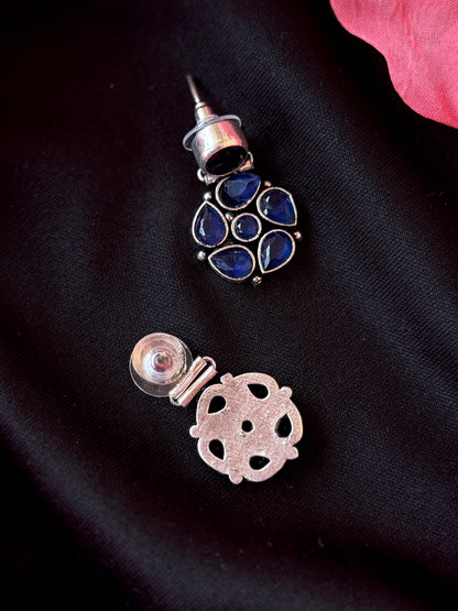 Monalisa Stone Floral Silver Replica Earring