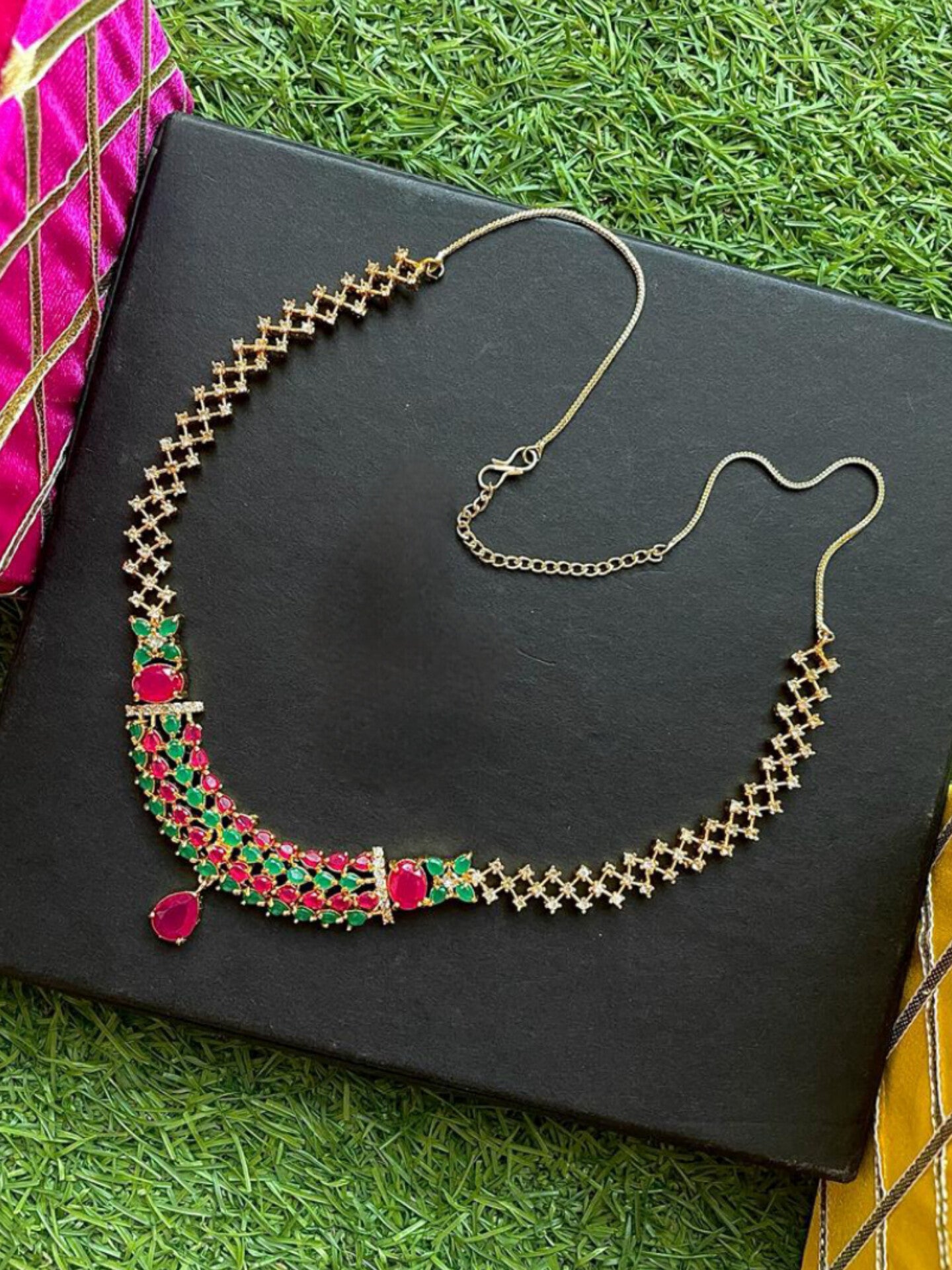 AD Multicolour choker with Earring set