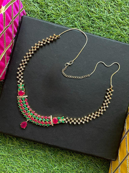 AD Multicolour choker with Earring set