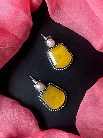 Monalisa Stone Silver Replica Earring