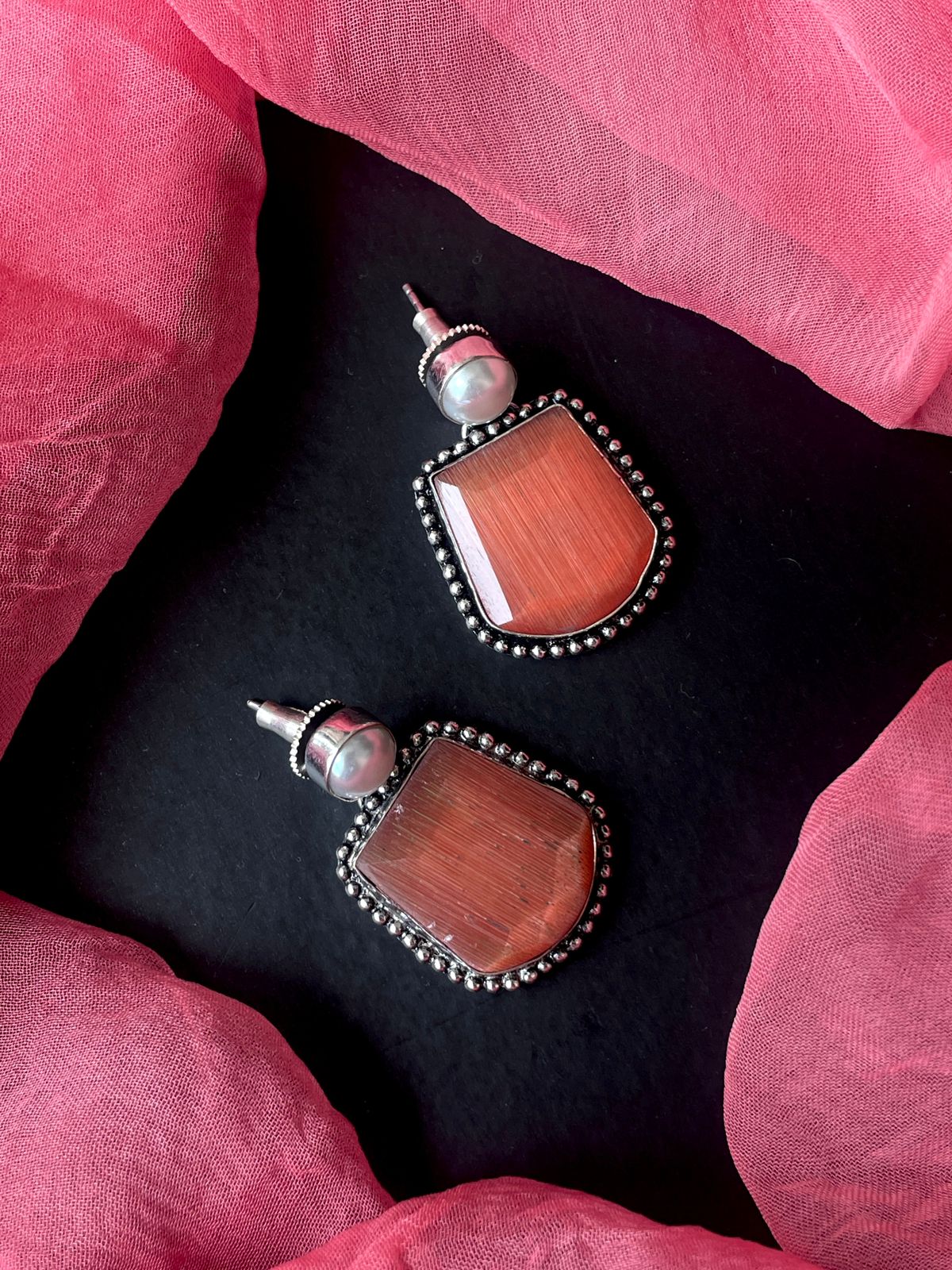 Monalisa Stone Silver Replica Earring