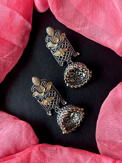 Dual Tone Ethnic Oxidized Earring