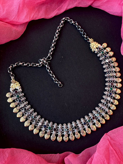 Dual Tone Ethnic Partywear Choker Necklace