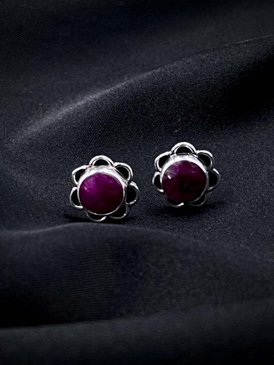 Semi Precious Stone 92.5 Silver Stud Earring