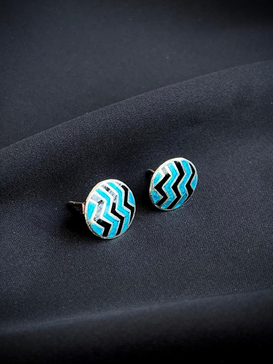 Meenakari Geometrical 92.5 Silver Stud Earring