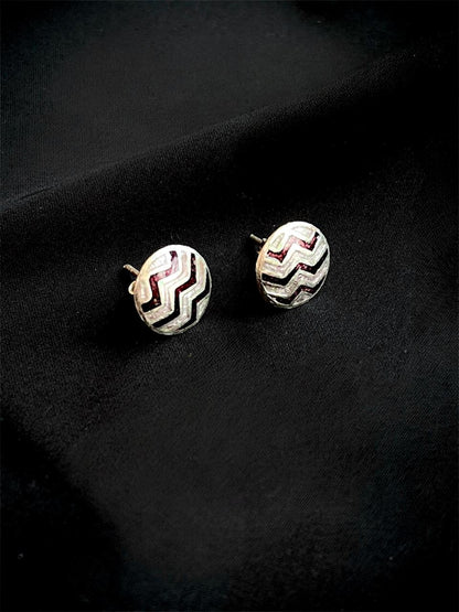Meenakari Geometrical 92.5 Silver Stud Earring