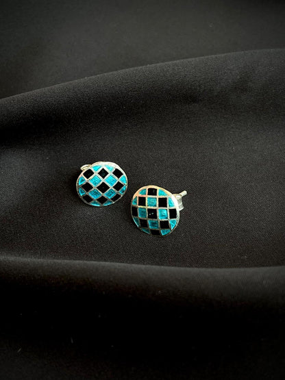 Meenakari Geometrical 92.5 Silver Stud Earring