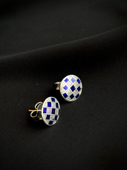 Meenakari Geometrical 92.5 Silver Stud Earring