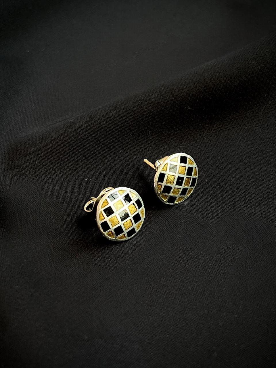 Meenakari Geometrical 92.5 Silver Stud Earring