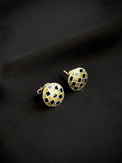 Meenakari Geometrical 92.5 Silver Stud Earring
