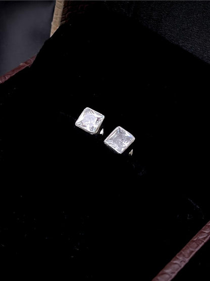 AD Stone 92.5 Silver Stud Square Earring