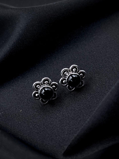 Semi Precious Stone 92.5 Silver Floral Stud Earring