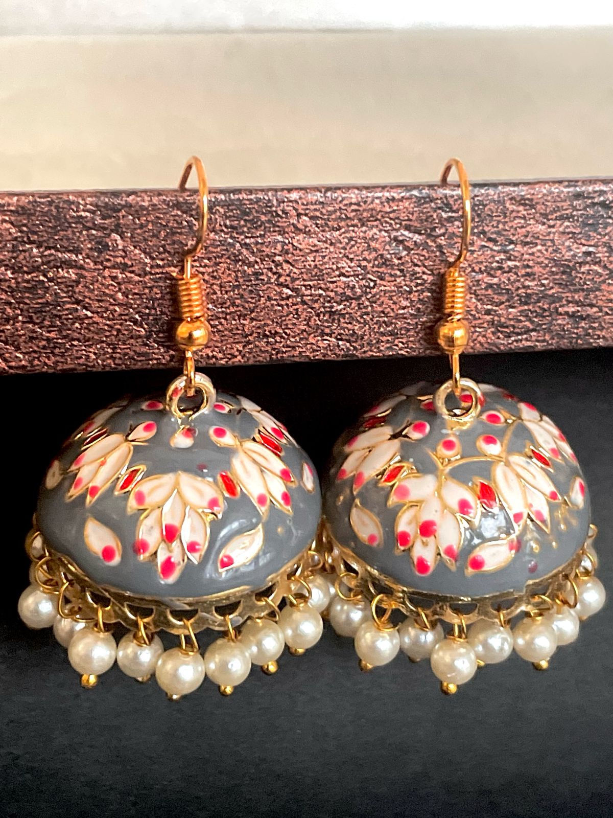 Meenakari Dome Shape Jhumka Earring