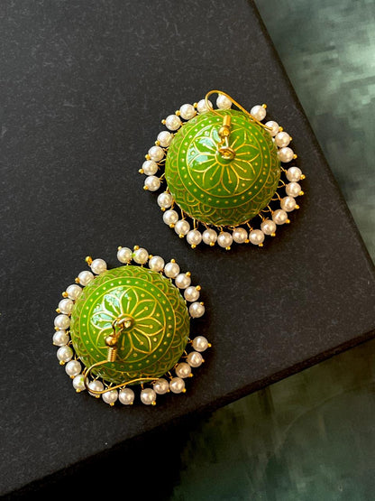 Meenakari Dome Shape Jhumka Earring