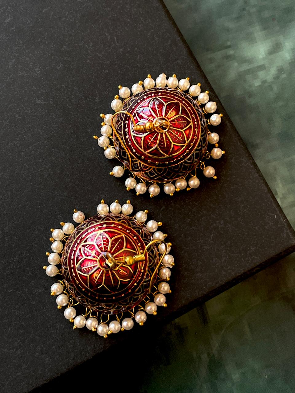 Meenakari Dome Shape Jhumka Earring