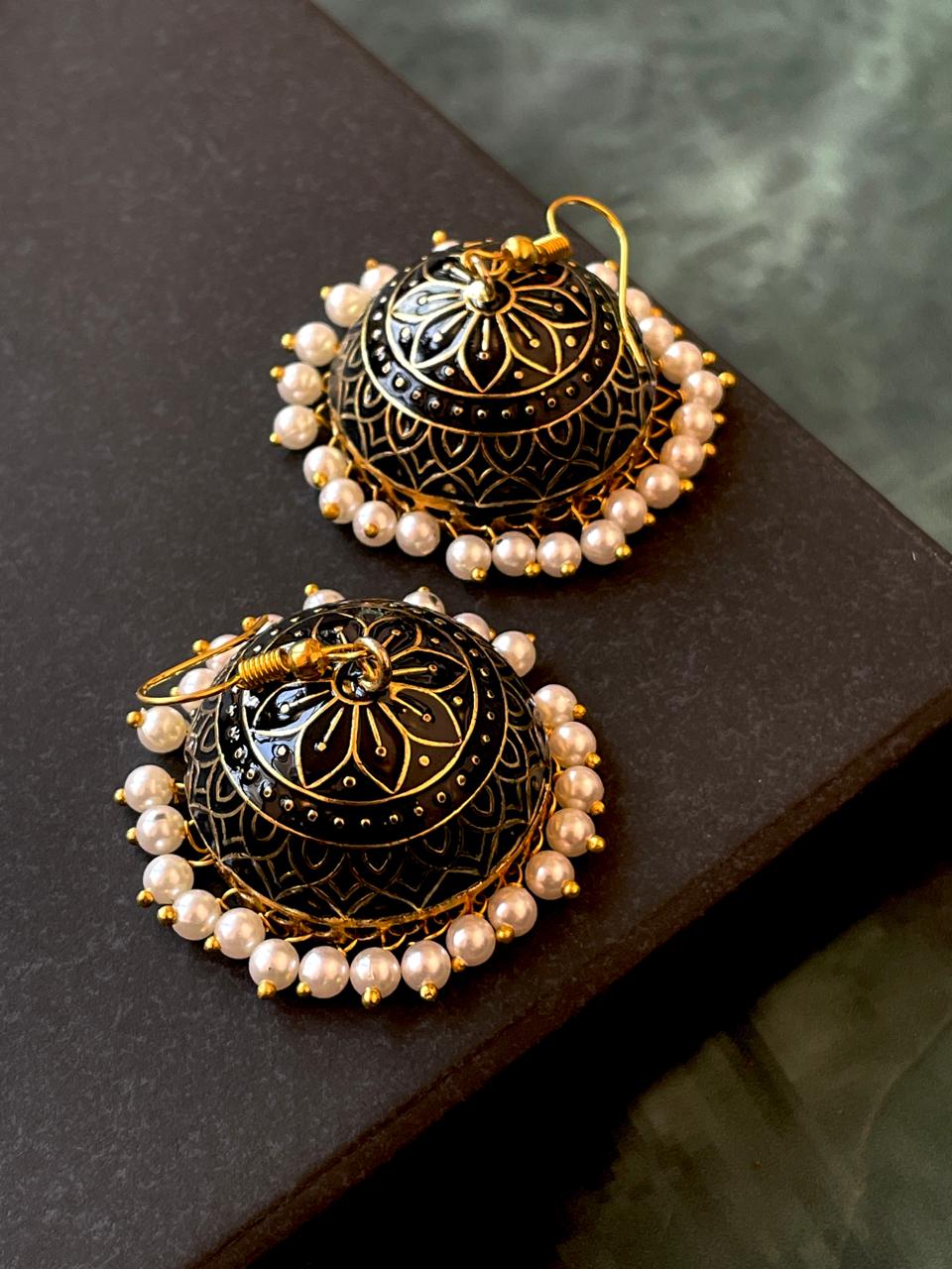 Meenakari Dome Shape Jhumka Earring