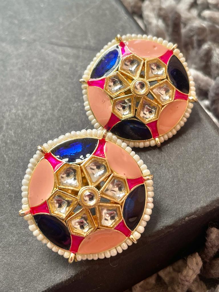 Meenakari Colourful Round Shape Stud Earring