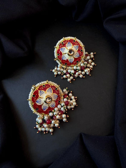 Meenakari Flower Print Ethnic Trendy Stud Earring