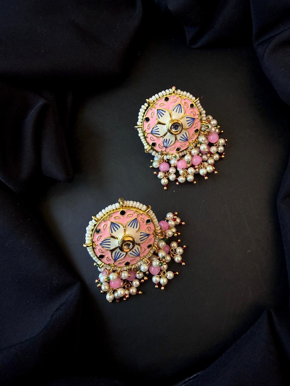 Meenakari Flower Print Ethnic Trendy Stud Earring