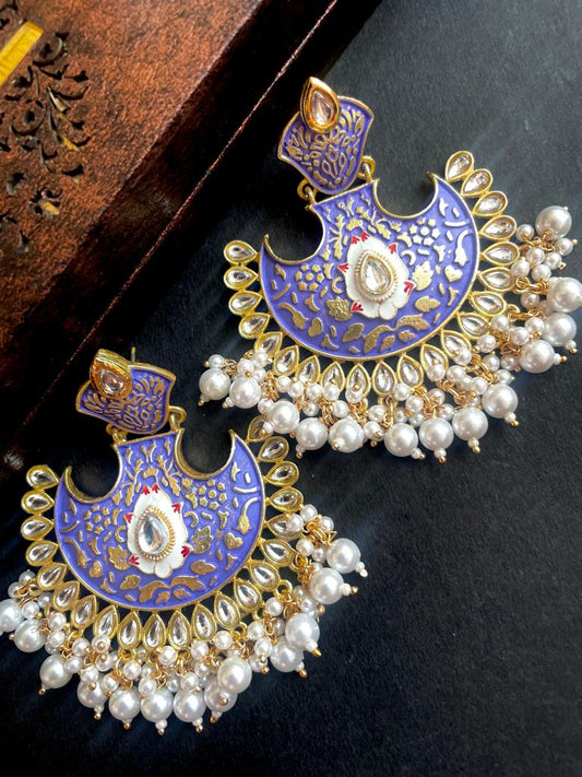 Meenakari Chandnali Heavy Party Wear Earring