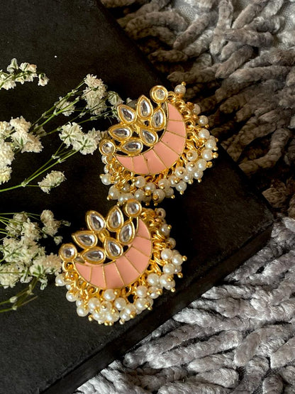 Meenakari Chandbali Stud Earring