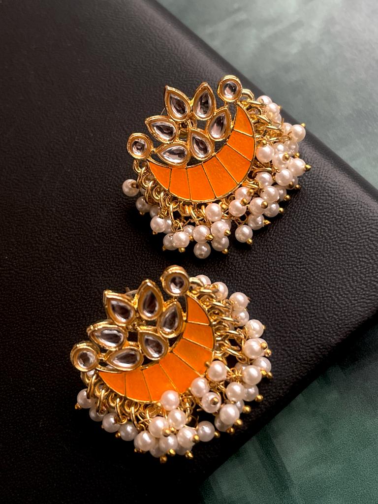 Meenakari Chandbali Stud Earring