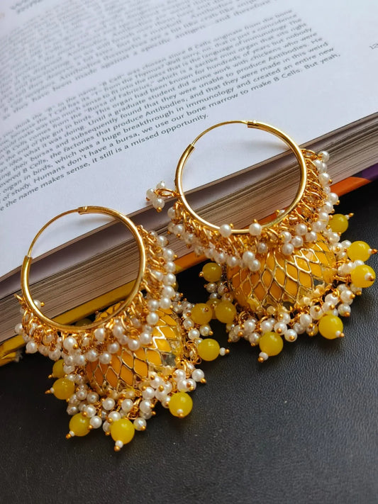 Meenakari Big Jhumka Hoop Earring