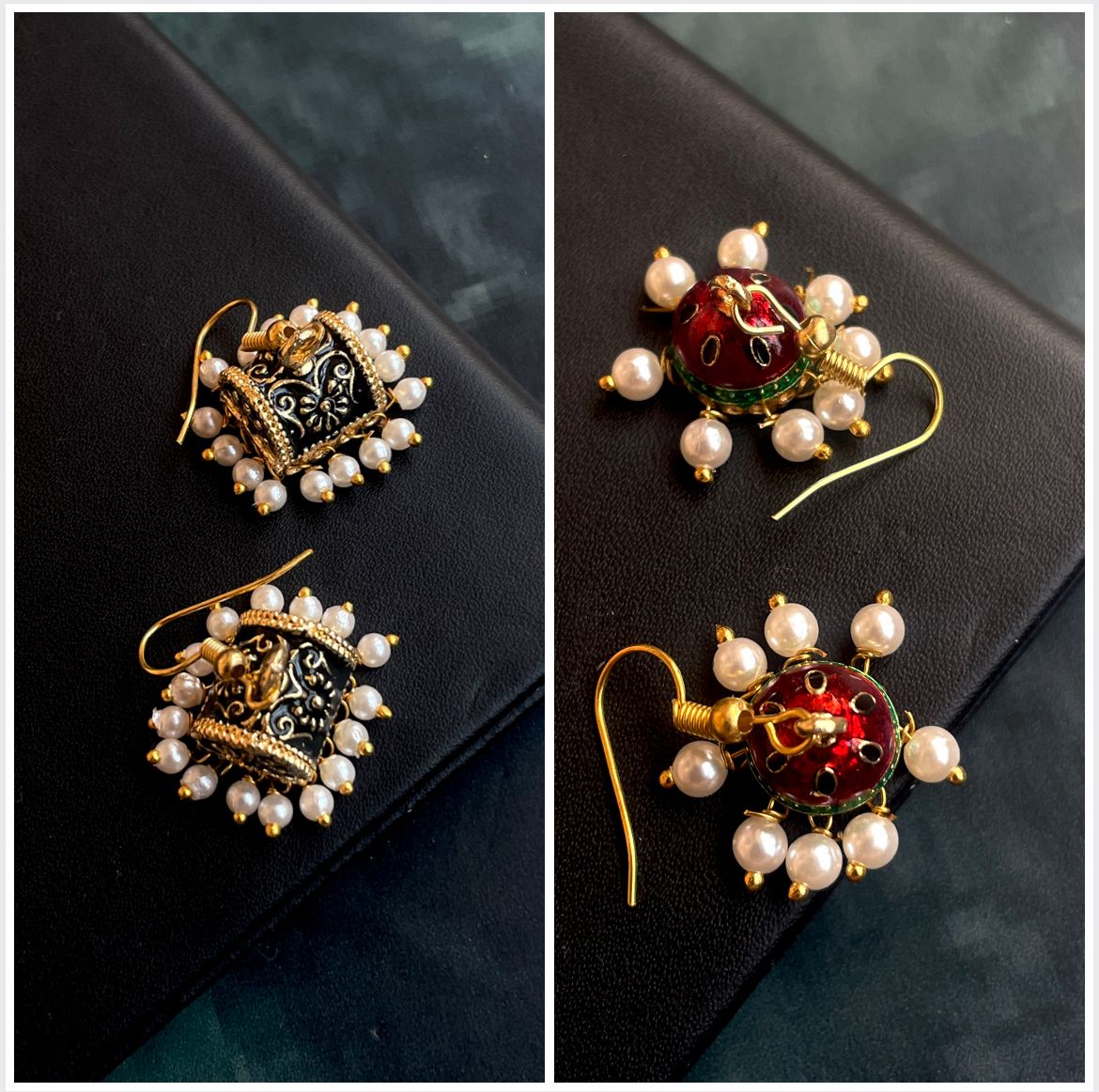 Meenakari Box and Jhumki set of 2 pairs